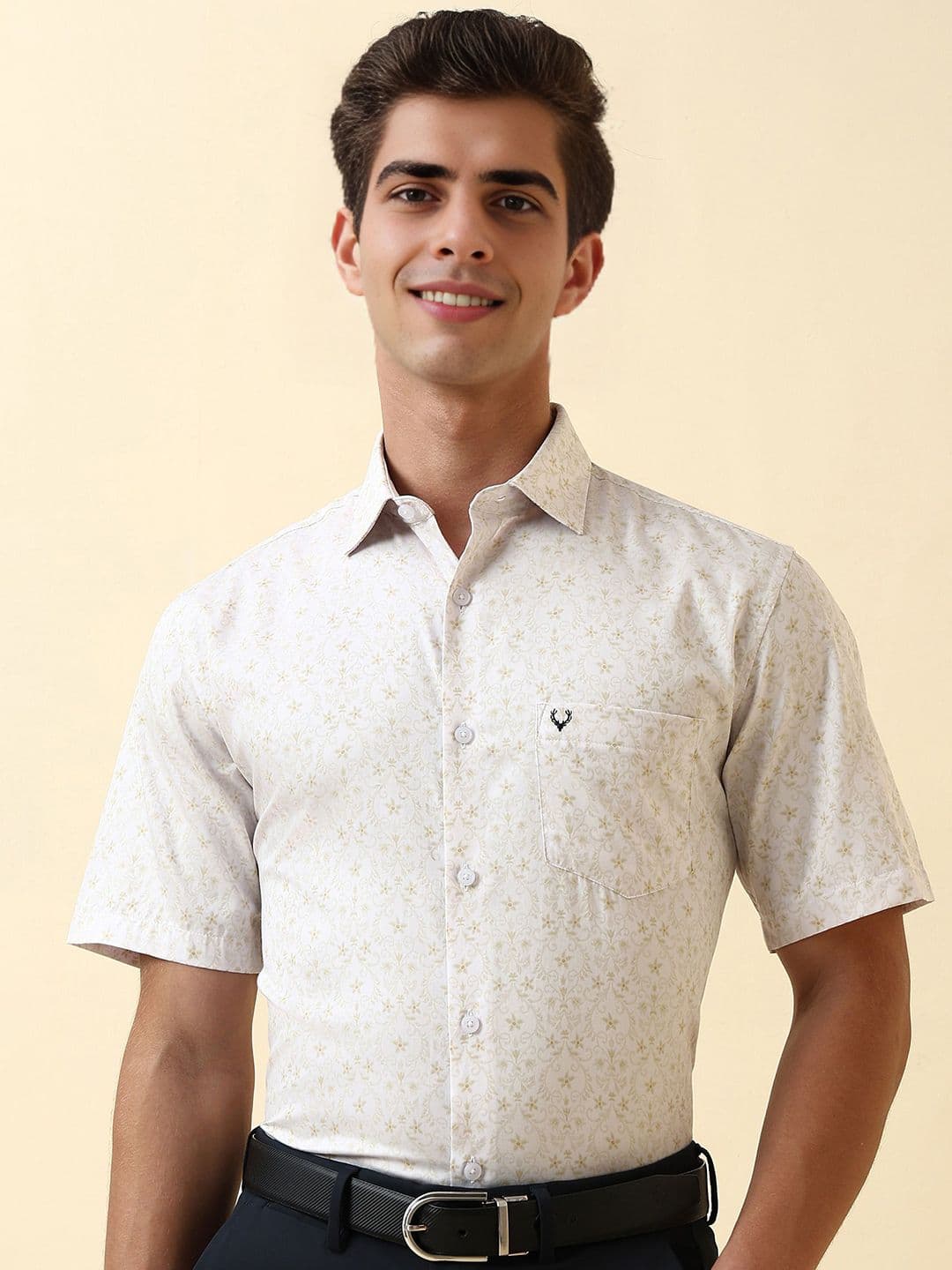 Allen Solly Men Slim Fit Floral Printed Spread Collar Pure Cotton Formal Shirt - view 1