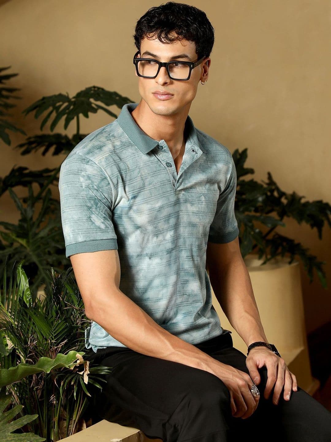 CAHOOT Men Dyed Polo Collar Slim Fit T-shirt - view 1