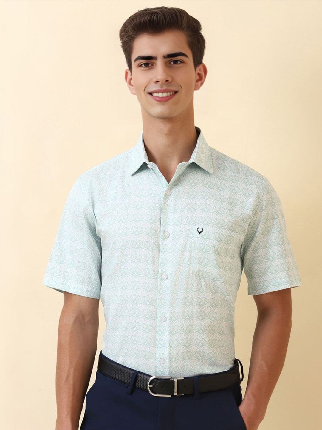 Allen Solly Men Slim Fit Geometric Printed Spread Collar Pure Cotton Formal Shirt - view 1