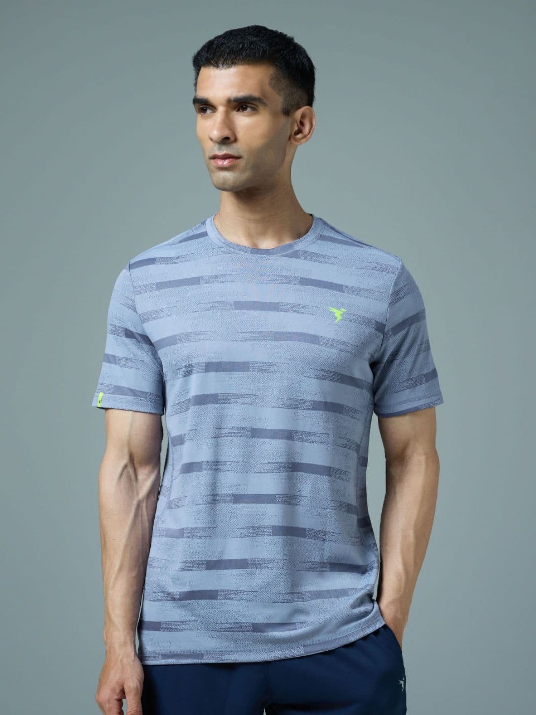 Technosport Men Anti Static Striped Round Neck Slim Fit T-shirt - view 1