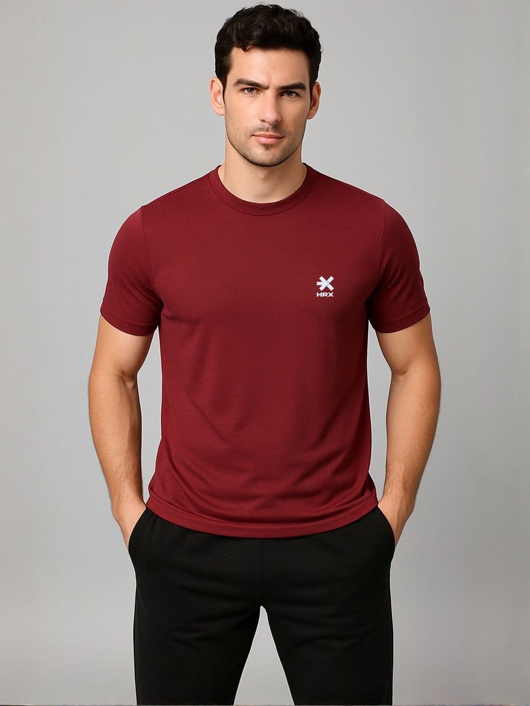 HRX by Hrithik Roshan Men Solid Round Neck Slim Fit T-shirt - view 1