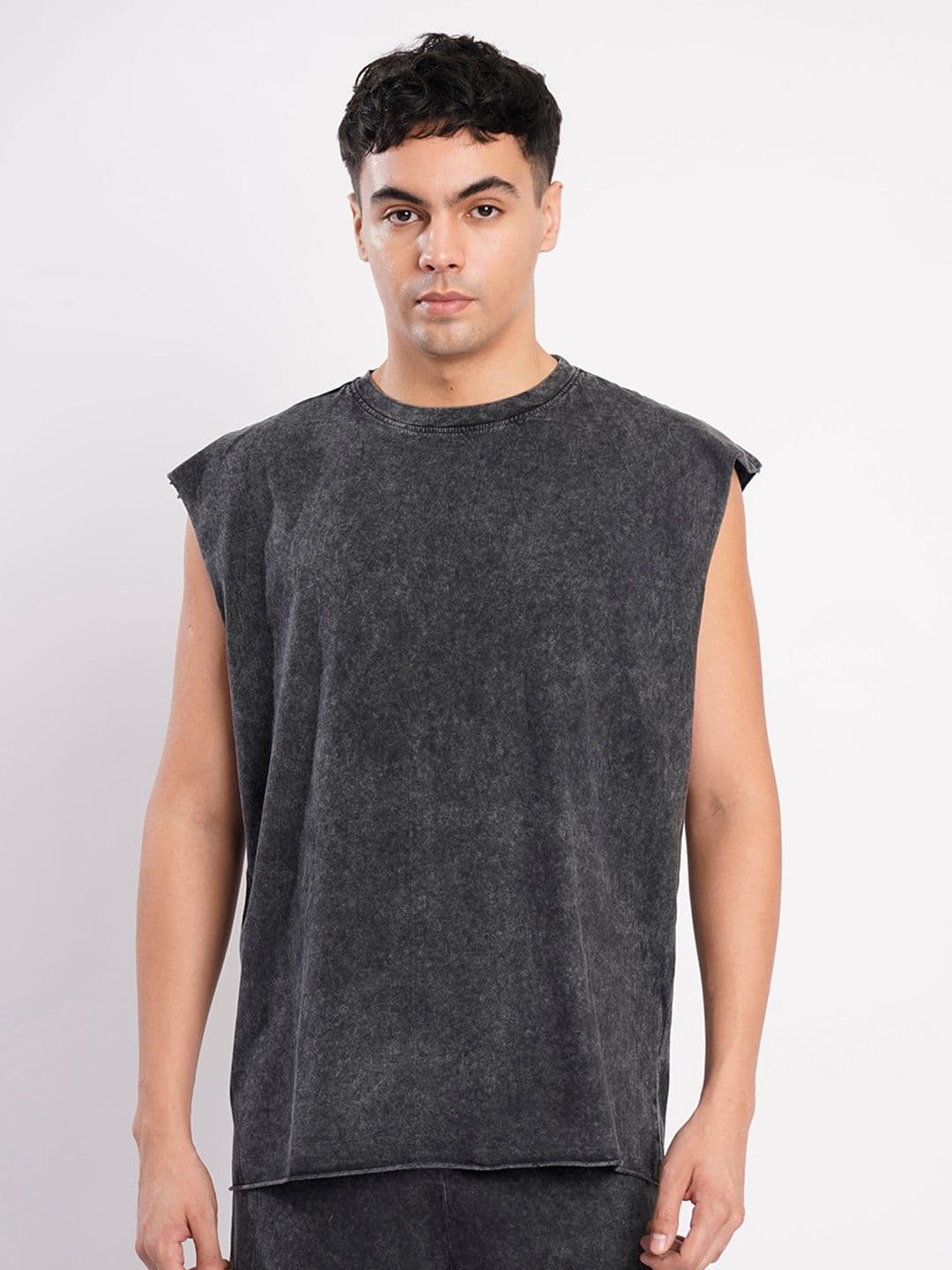 Bene Kleed Men Sleeveless Acid Wash Pure Cotton T-shirt - view 1