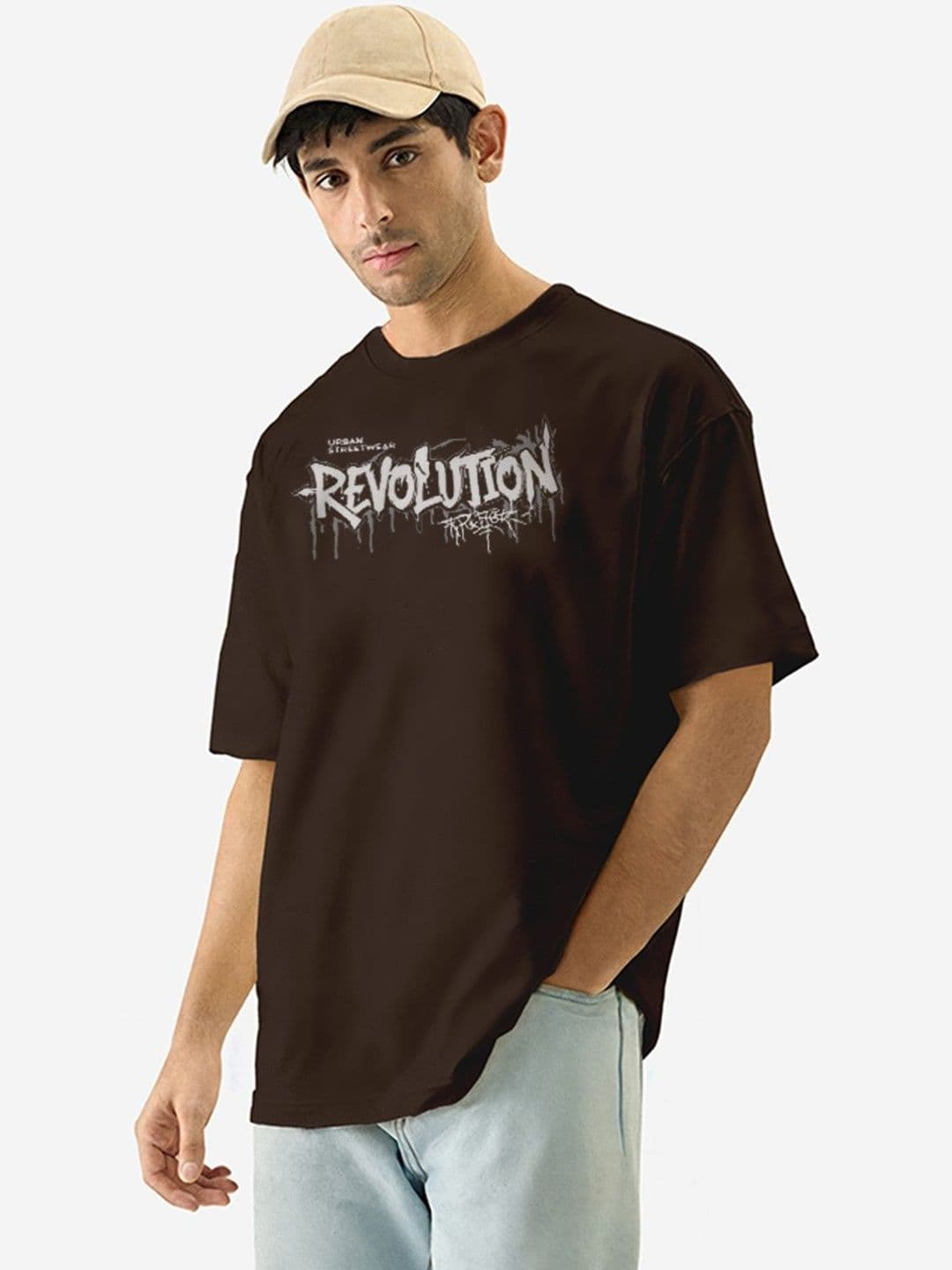 TOGS & TERRE Men Typography Printed Round Neck Cotton Oversized T-shirt - view 1