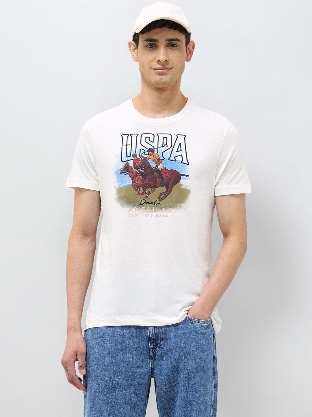 U.S. Polo Assn. Denim Co. Men Graphic Printed Round Neck Pure Cotton T-shirt - view 1