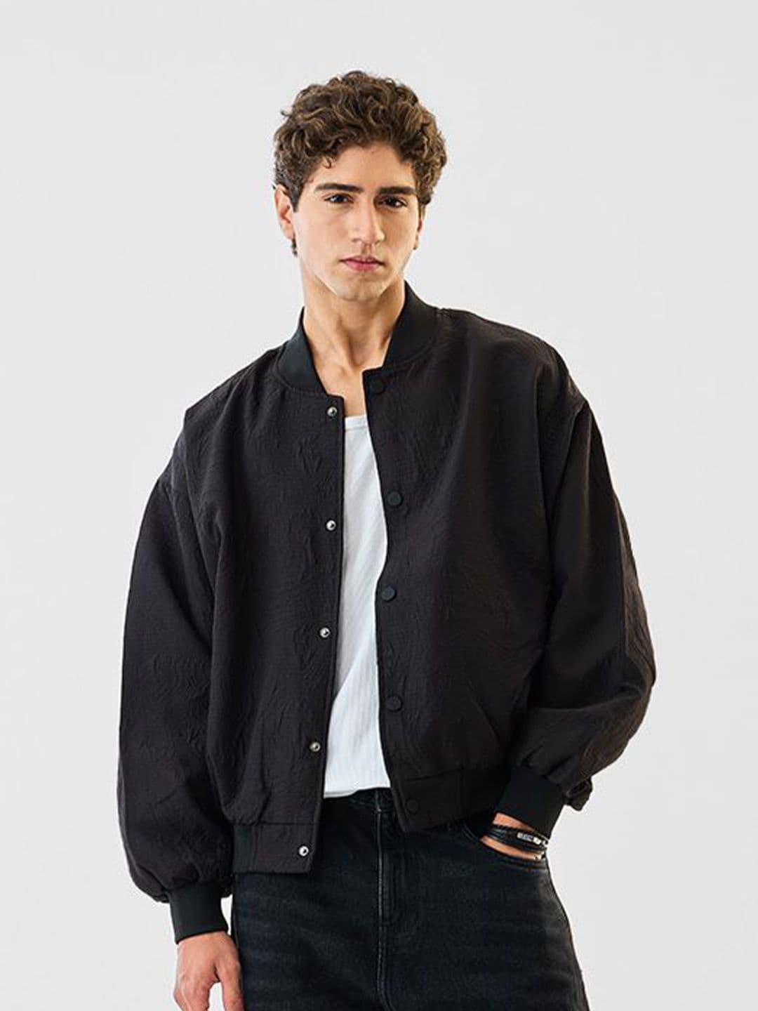Snitch Textured Collarless Lightweight Padded Jacket - view 1