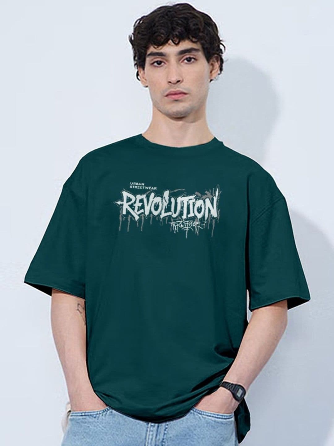 TOGS & TERRE Men Typography Printed Round Neck Cotton Oversized T-shirt - view 1