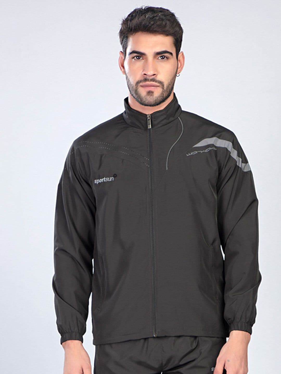 SPORT SUN Men Mock Collar Solid Lightweight Sporty Jacket - view 1