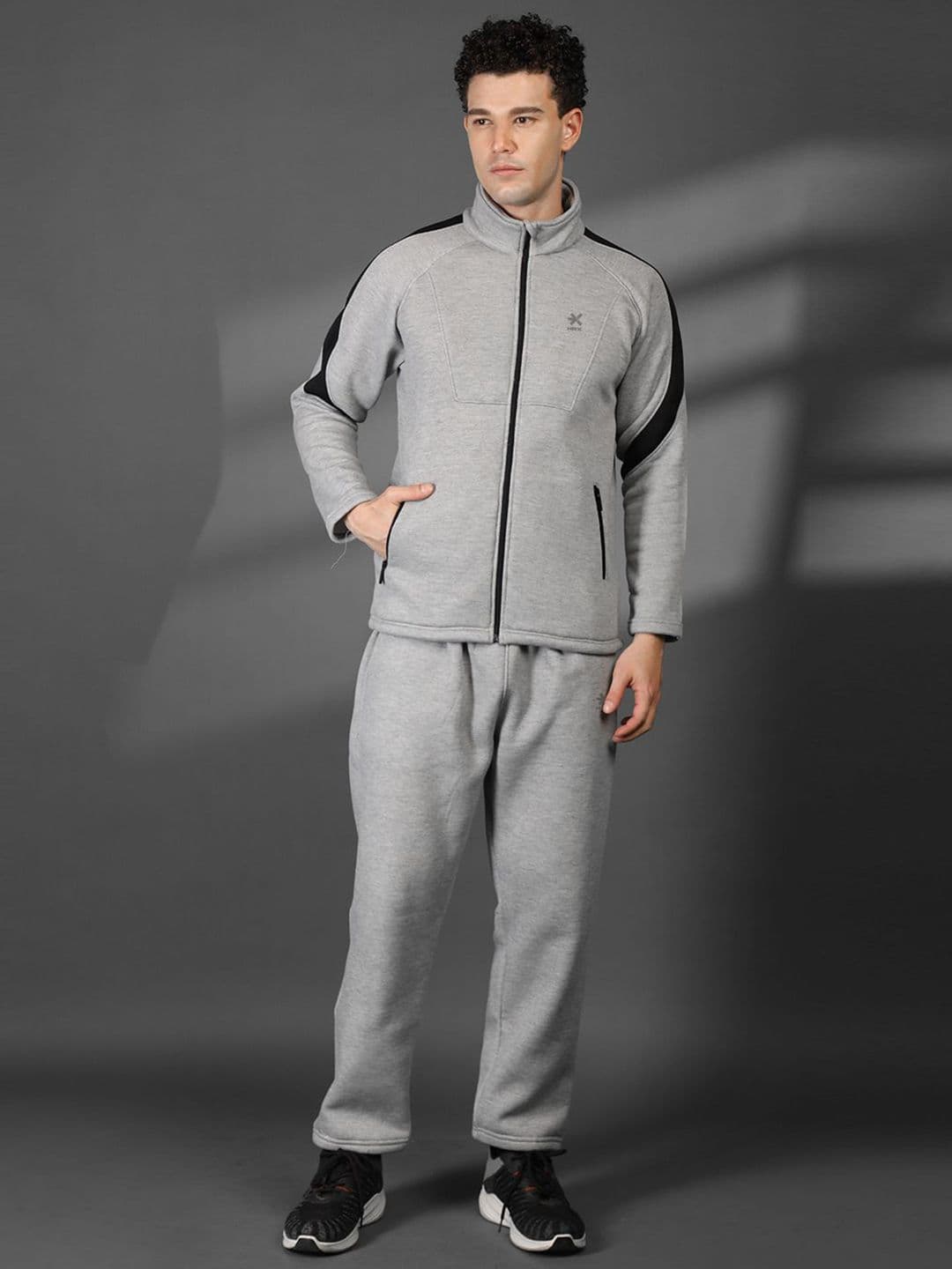 HRX by Hrithik Roshan Rapid-Dry Solid Running Zipper Mid Rise Tracksuit - view 1