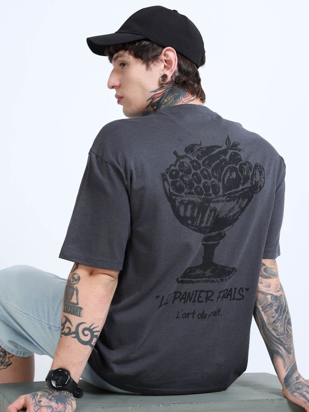 glitchez Men Graphic Printed Round Neck Cotton Oversized T-shirt - view 1