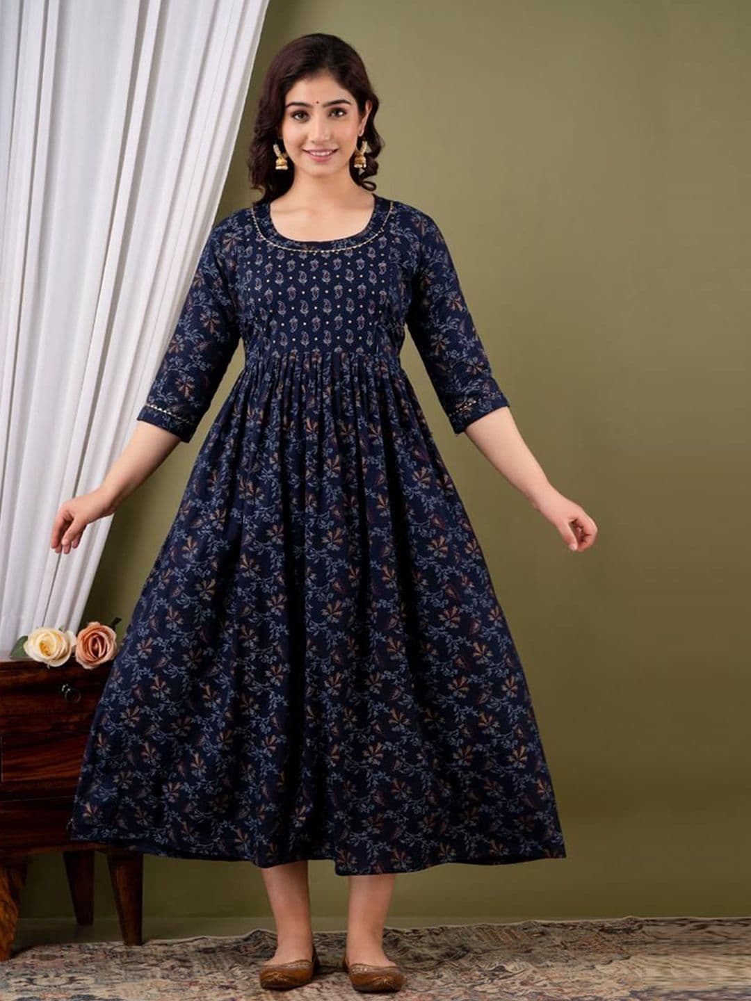 Ashvy Paisley Printed Fit And Flare Maternity Ethnic Dress - view 1