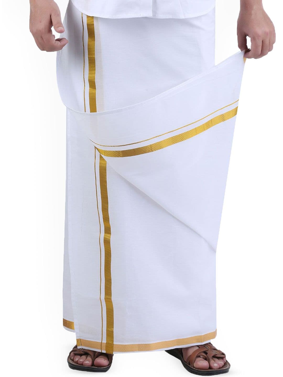 PRAKASAM COTTON Mens Free Size Stitched Double Layer White Dhoti - view 1