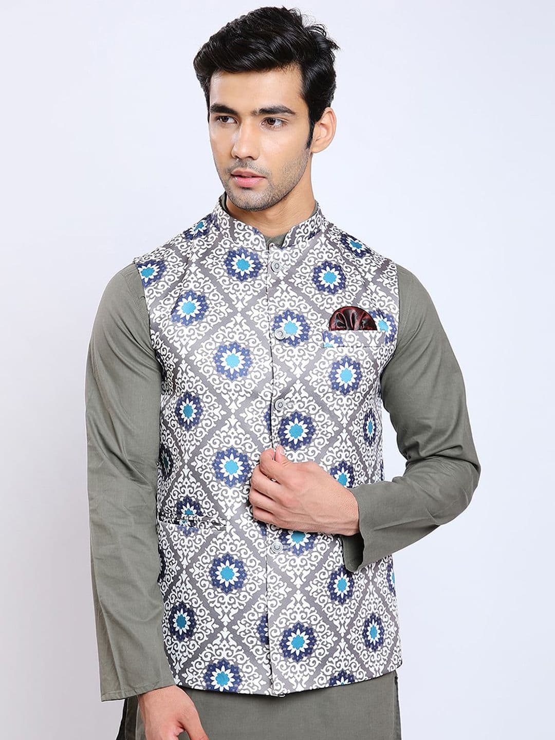 Awadhshree Men Printed Nehru Jacket - view 1