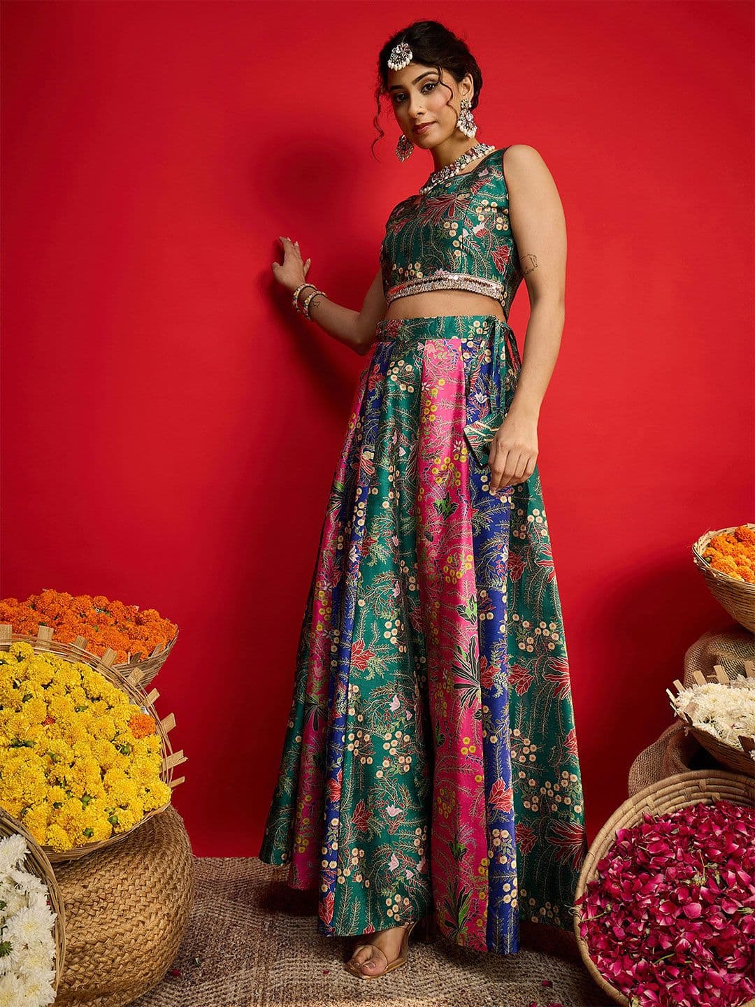 Shae by SASSAFRAS Printed Sequinned Ready To Wear Lehenga Choli - view 1