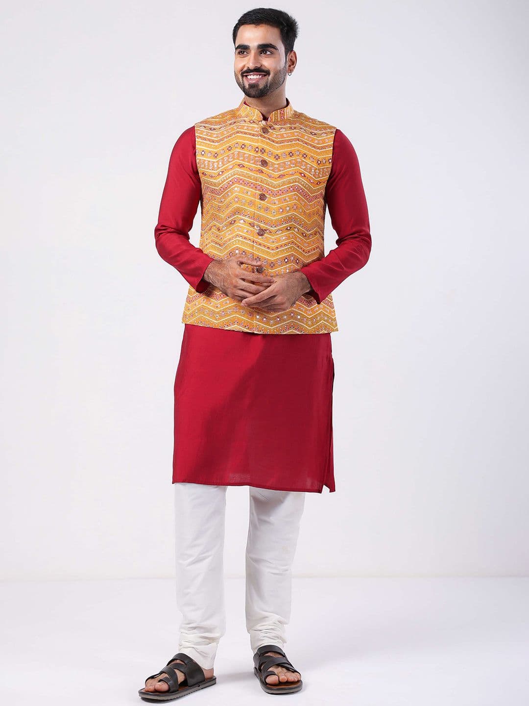 Ethnic India Embroidered Nehru Jacket - view 1