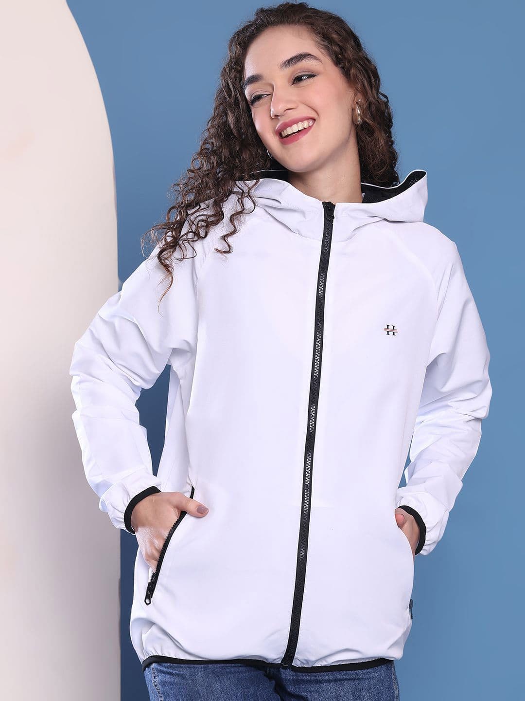 HOUSE OF VEDAS Women Hooded Solid Windcheater Sporty Jacket - view 1