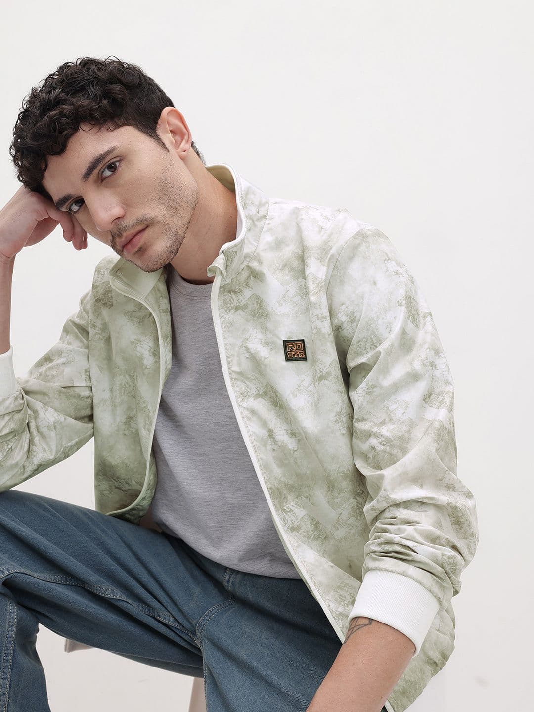 The Roadster Life Co. Mock Collar Printed Tailored Jacket - view 1