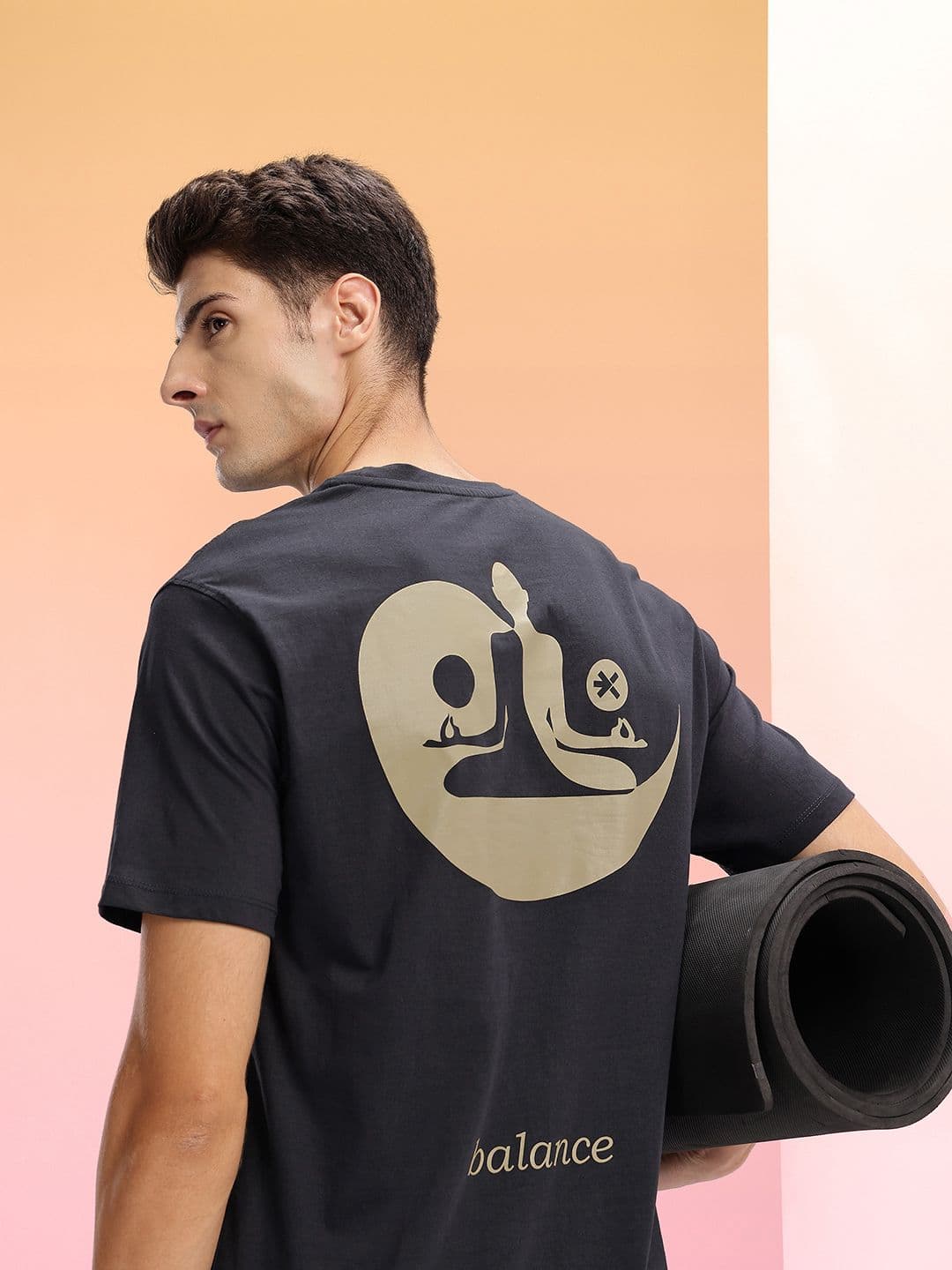 HRX by Hrithik Roshan Conversational Print Relaxed Fit Pure Cotton Yoga T-shirt - view 1