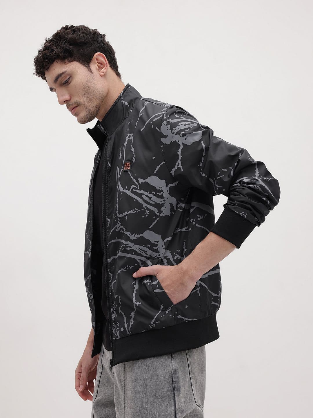 The Roadster Life Co. Mock Collar Printed Tailored Jacket - view 1