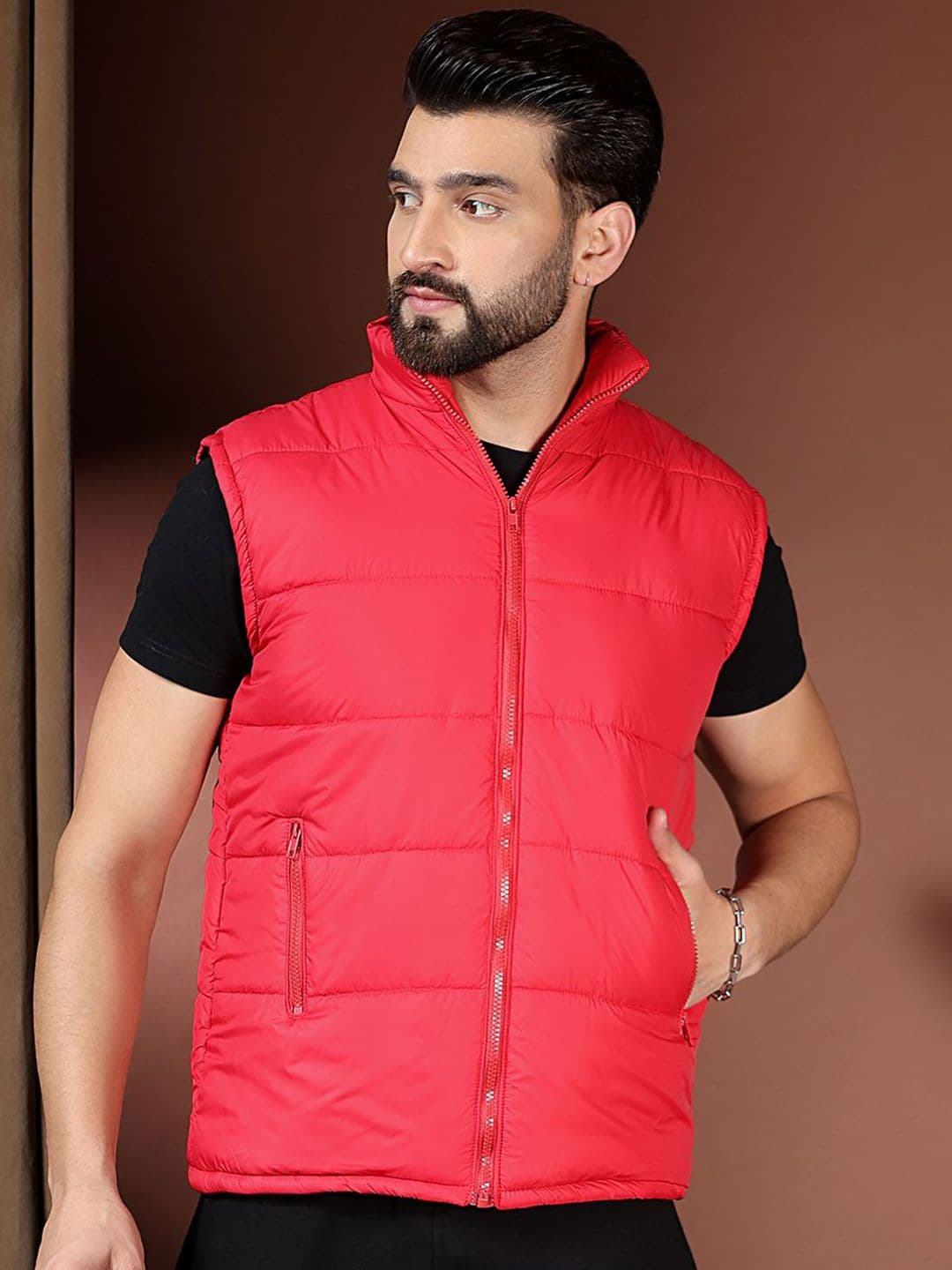 Kotty Men Stand Collar Solid Puffer Jacket - view 1