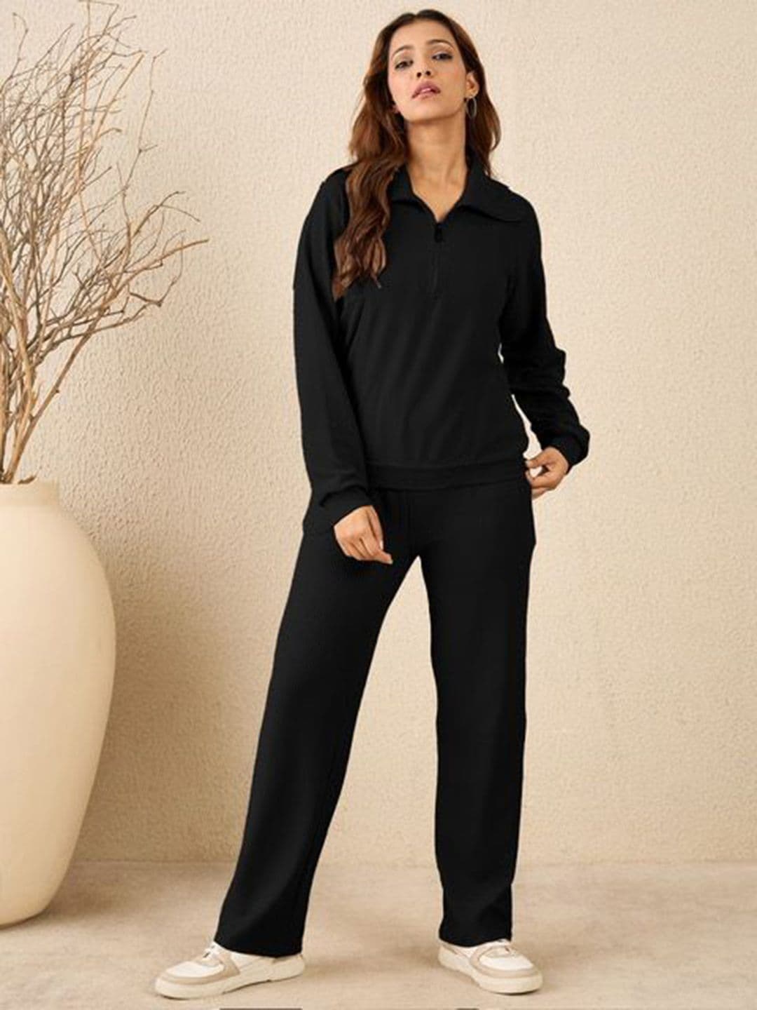 StyleStone Women Ribbed Polo Collar Cotton Tracksuits - view 1