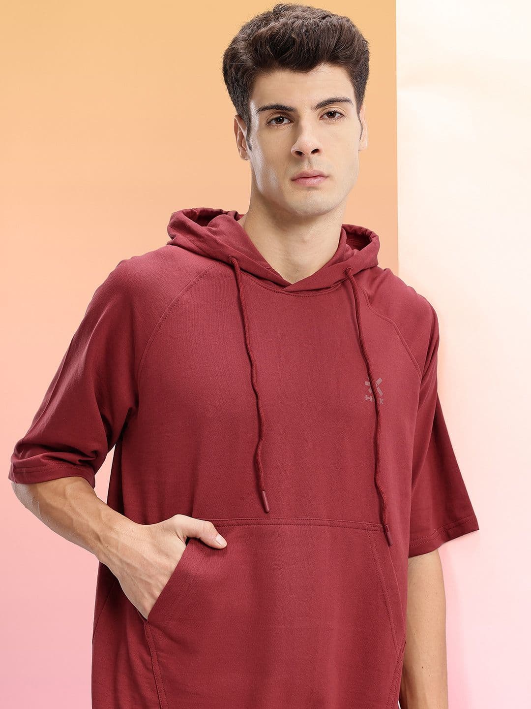 HRX by Hrithik Roshan Hooded Pure Cotton Relaxed Sweatshirt - view 1