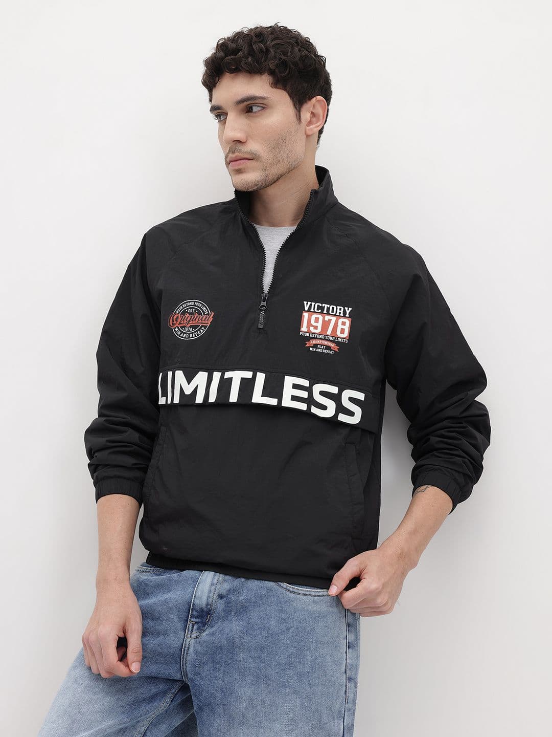 The Roadster Life Co. Printed Mock Collar Paneled Tailored Jacket - view 1