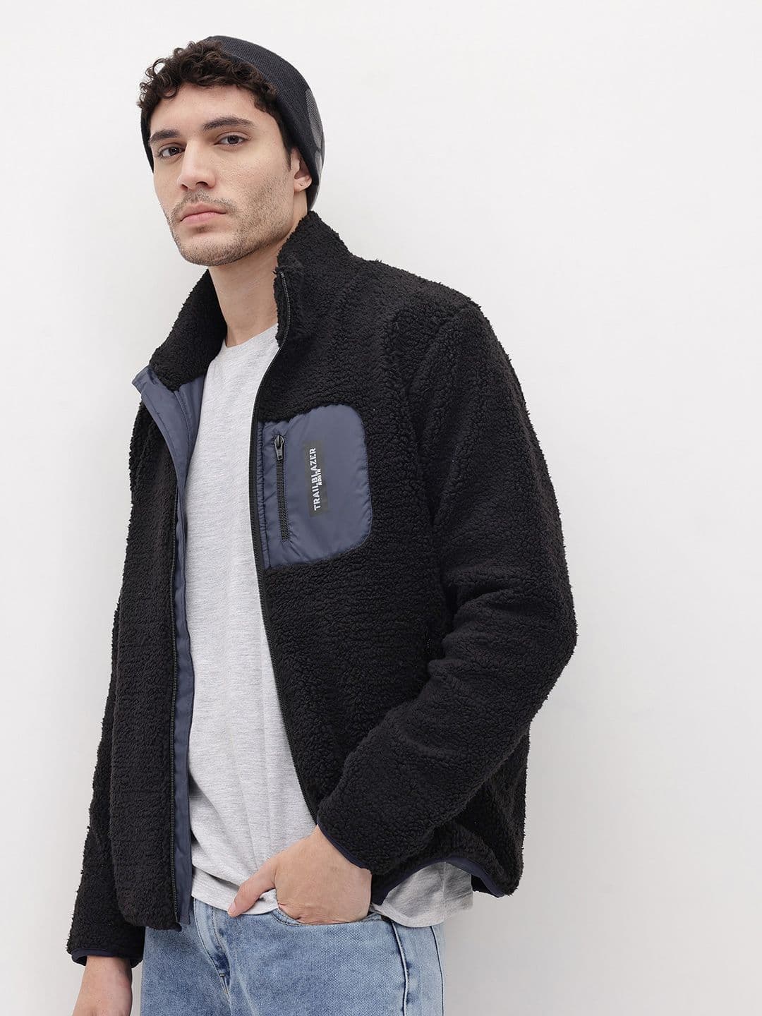 The Roadster Life Co. Typography Detail Mock Collar Sherpa Jacket - view 1