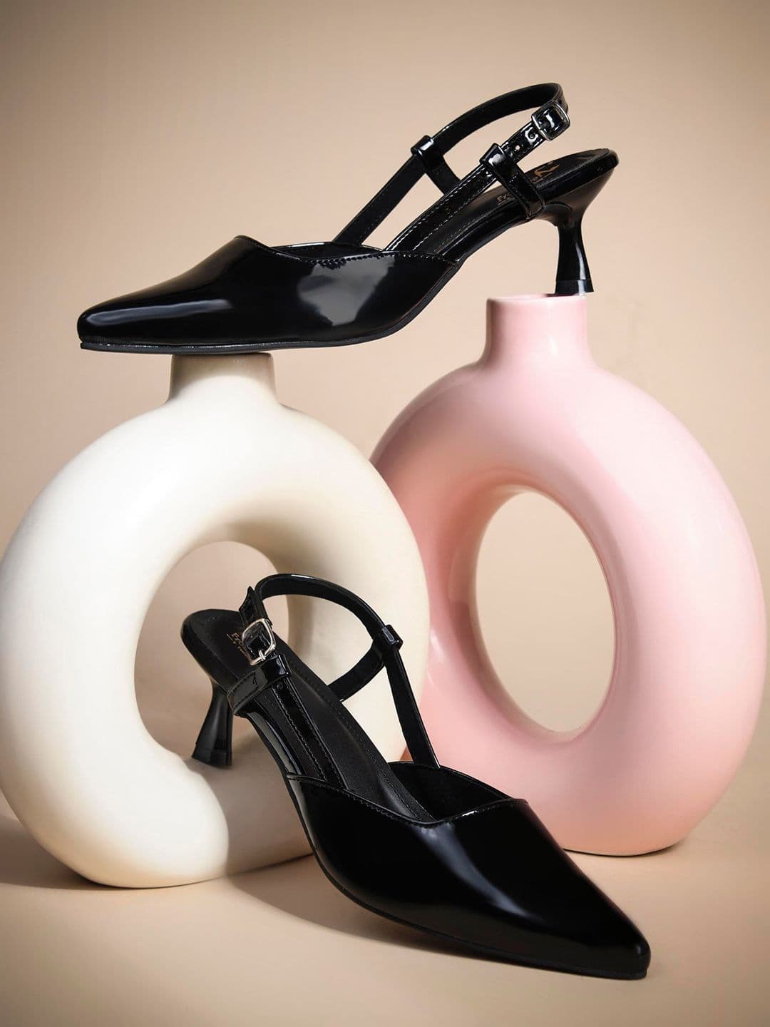 Froh Feet Solid Pointed Toe Kitten Heel Sandals with Buckles - view 1
