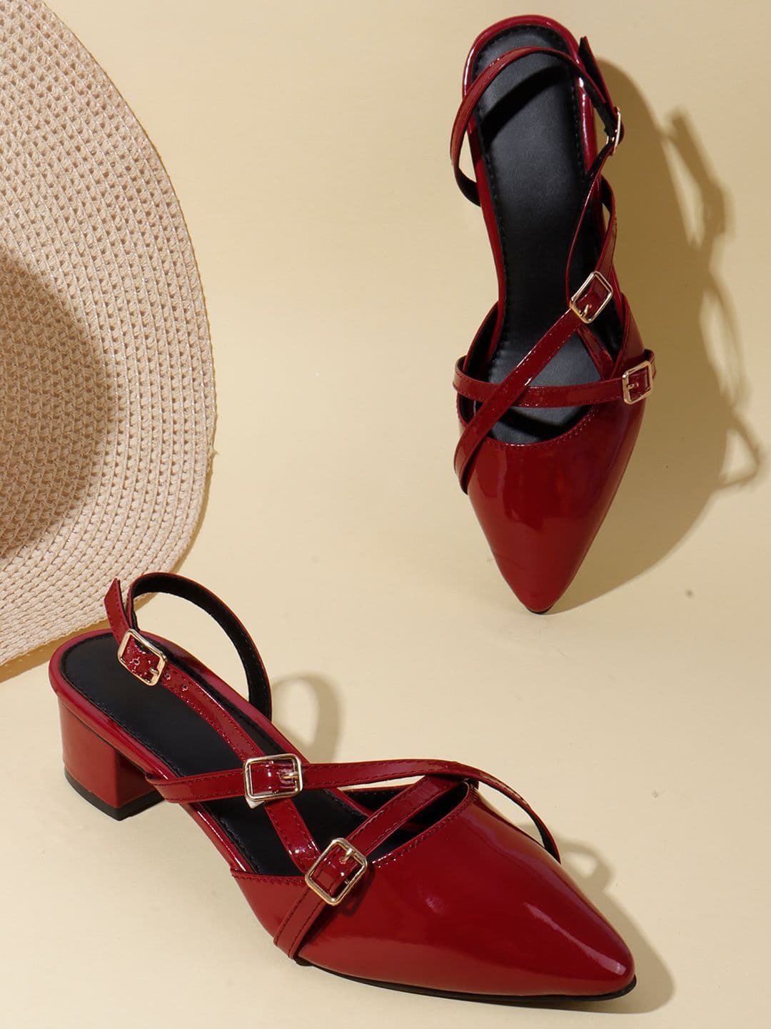 AVIVASTYLE Solid Pointed Toe Block Heel Pumps - view 1