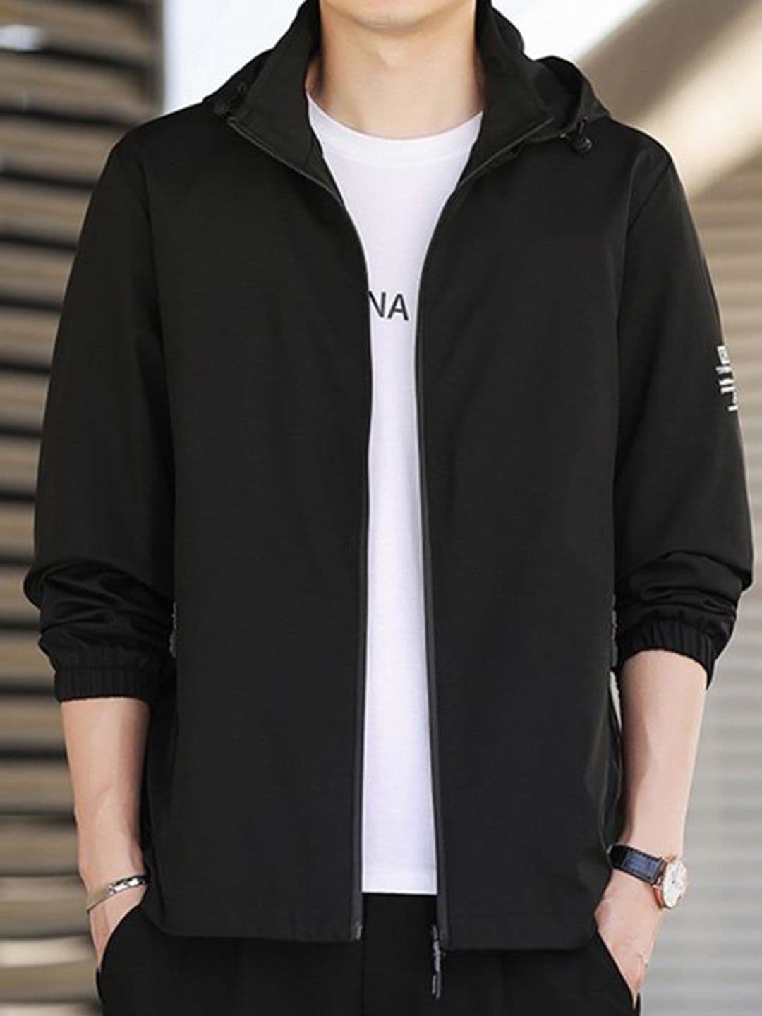 StyleCast x Revolte Men Hooded Solid Windcheater Tailored Jacket - view 1