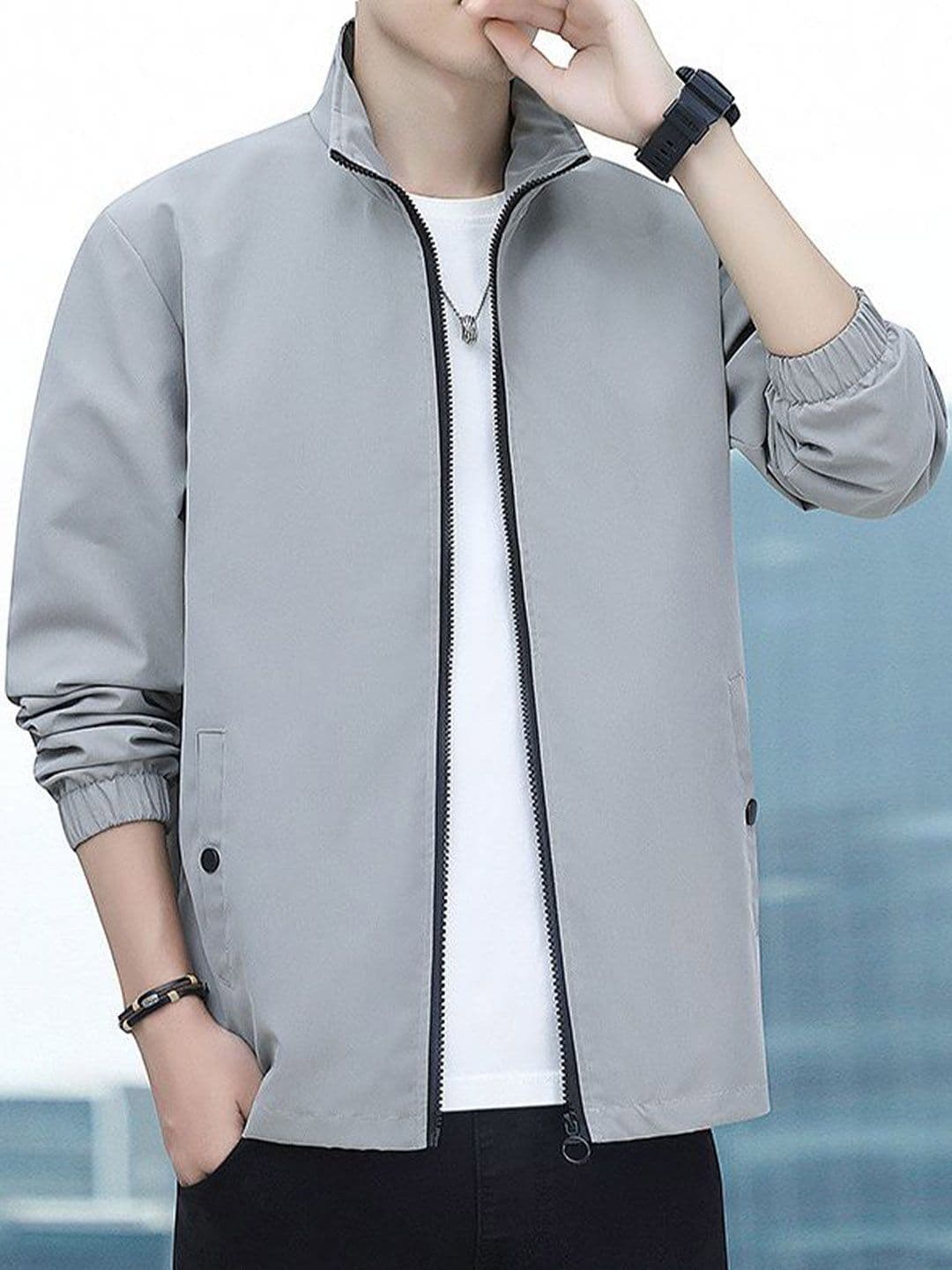 StyleCast x Revolte Men Stand Collar Solid Tailored Jacket - view 1