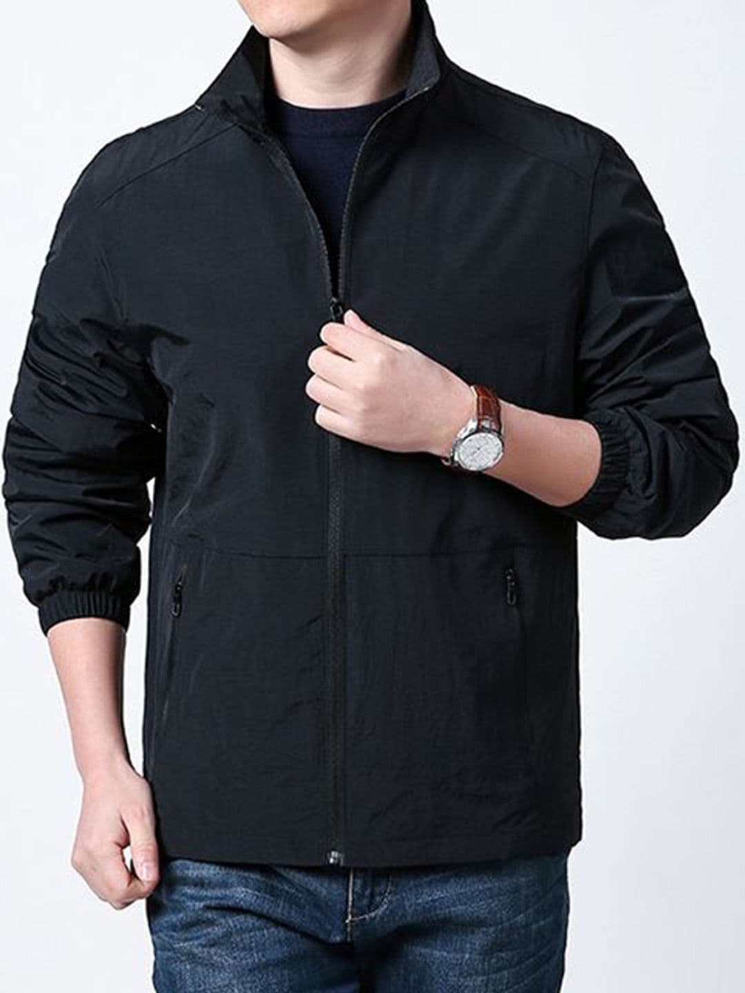StyleCast x Revolte Men Mock Collar Solid Windcheater Tailored Jacket - view 1