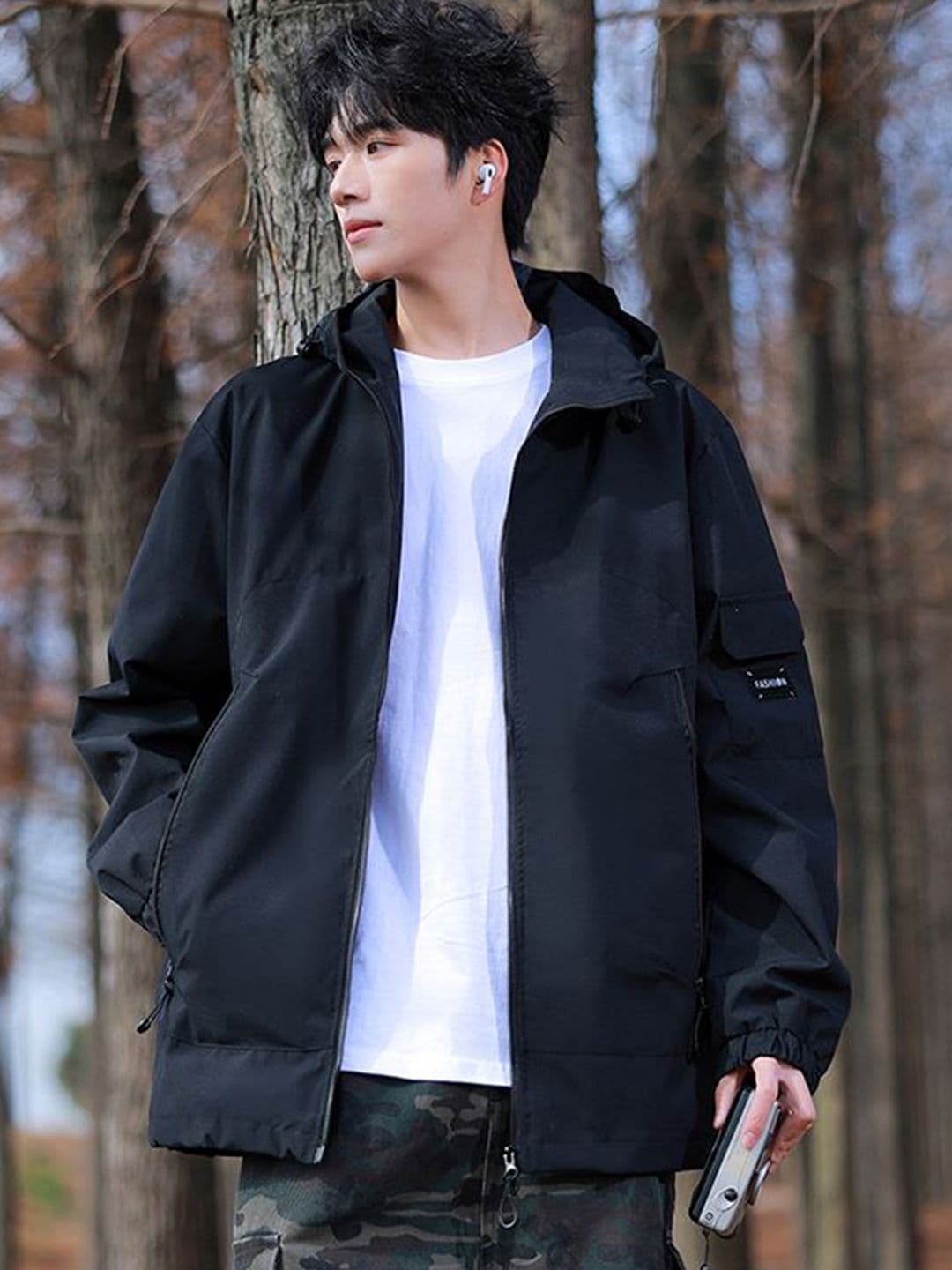 StyleCast x Revolte Men Hooded Solid Windcheater Tailored Jacket - view 1