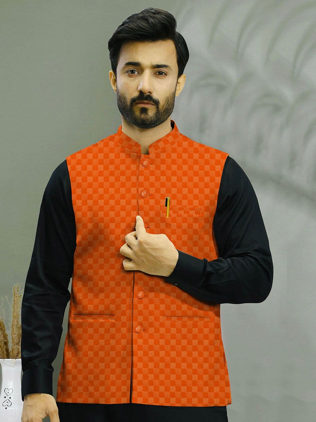 A A ENTERPRISES Woven Design Nehru Jacket - view 1