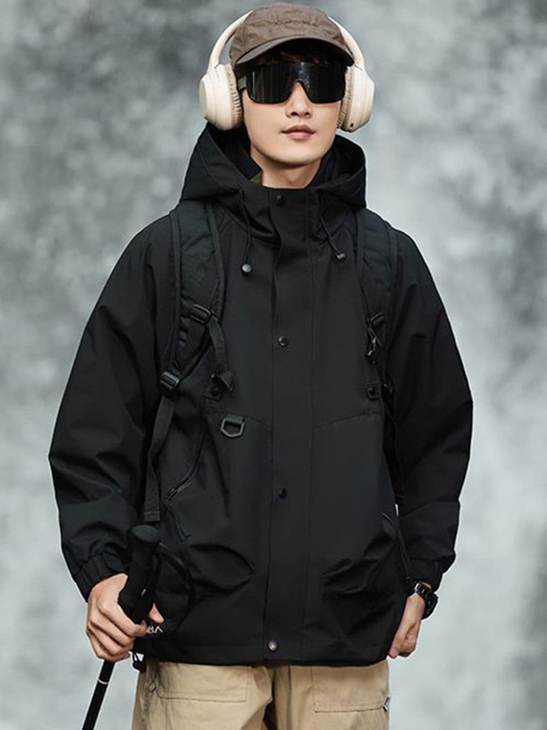 StyleCast x Revolte Men Hooded Solid Windcheater Tailored Jacket - view 1