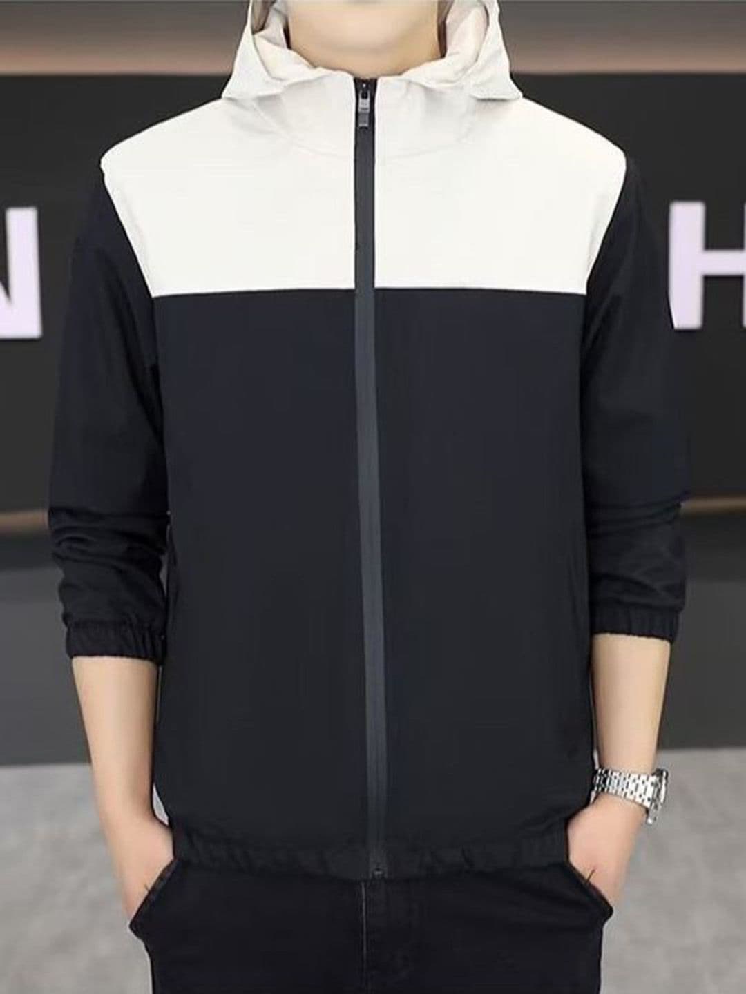 StyleCast x Revolte Men Hooded Colourblocked Insulator Tailored Jacket - view 1