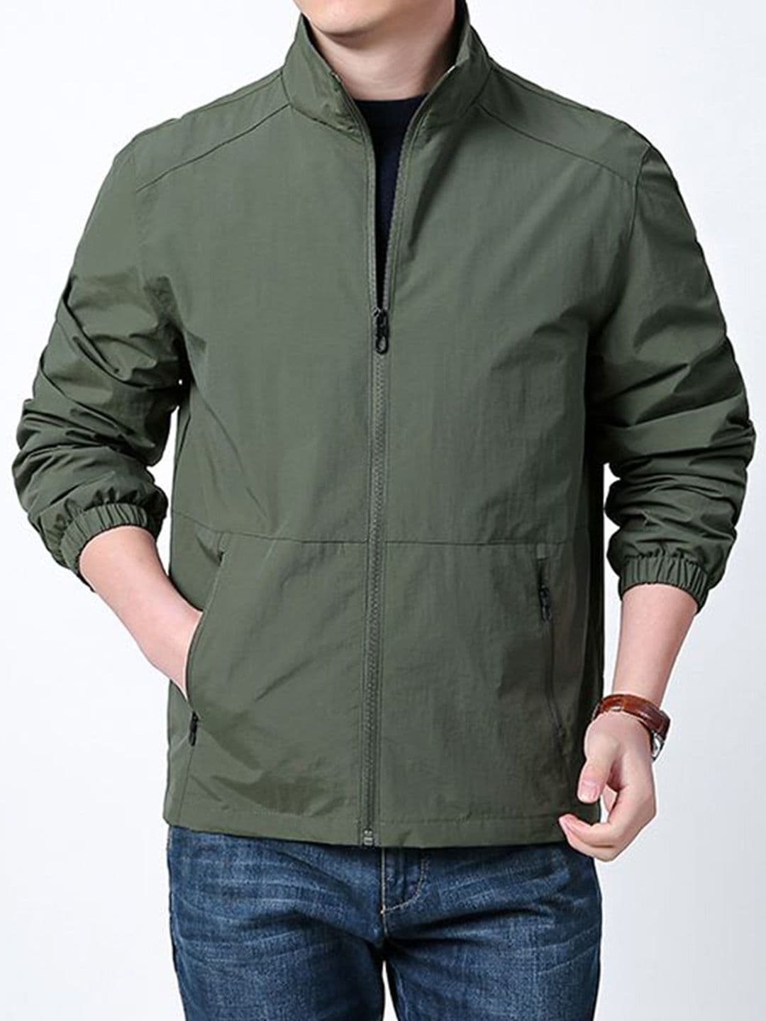 StyleCast x Revolte Men Stand Collar Solid Windcheater Tailored Jacket - view 1