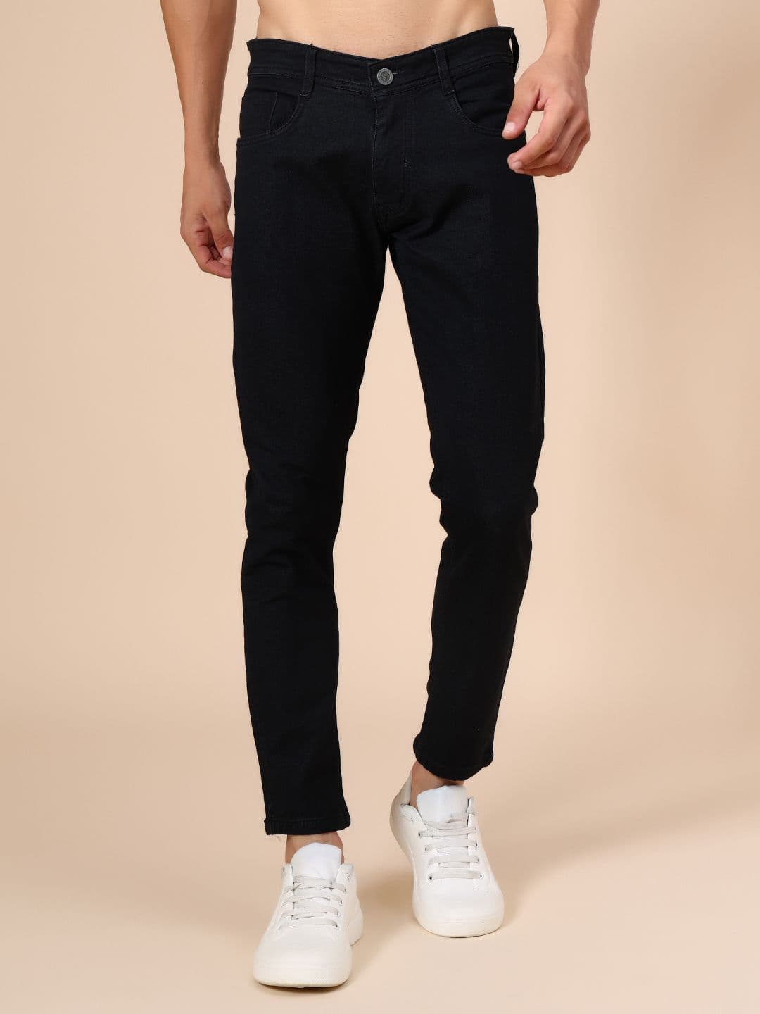 V-Mart Men Solid Regular Fit Mid-Rise Stretchable Denim Jeans - view 1