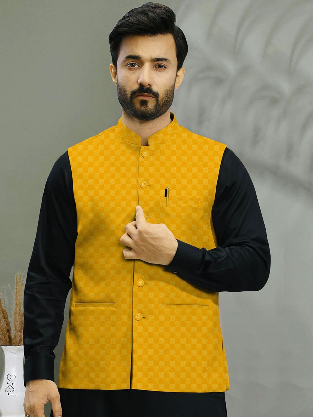 A A ENTERPRISES Woven Design Nehru Jacket - view 1