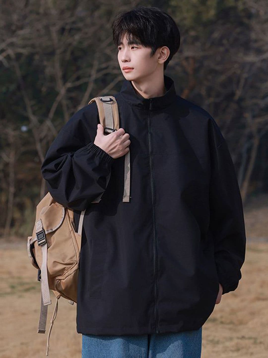 StyleCast x Revolte Men Stand Collar Solid Windcheater Tailored Jacket - view 1