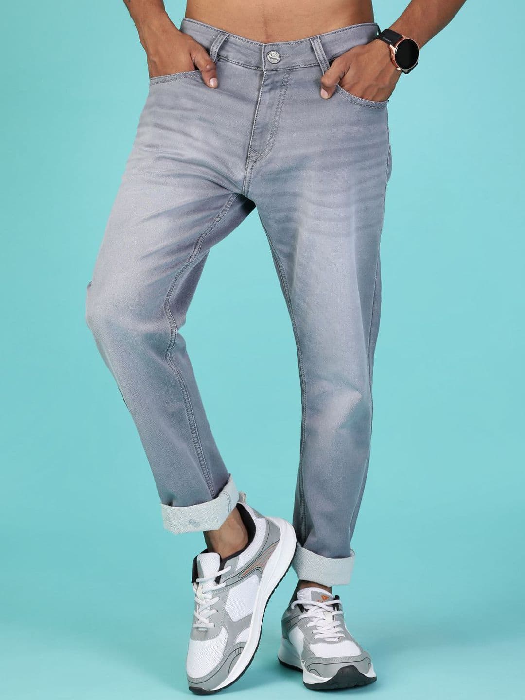 V-Mart Men Regular Fit Mid-Rise Light Fade Stretchable Jeans - view 1