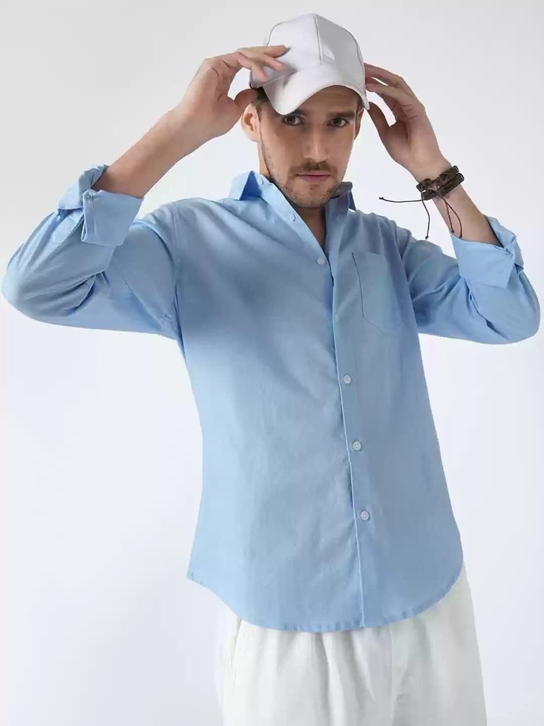 OQUENT Men Standard Fit Solid Spread Collar Casual Shirt - view 1