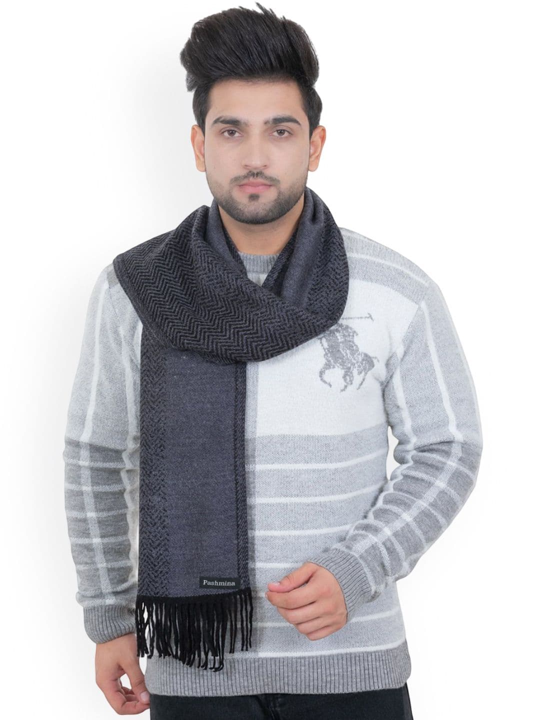 Amoldo Unisex Chevron Printed Woolen Mufflers For Winter - view 1