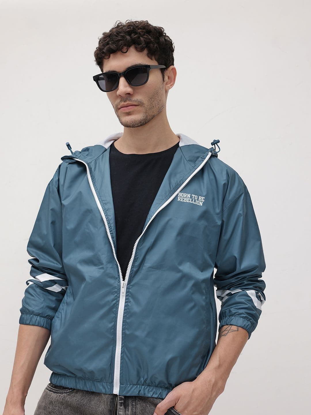 The Roadster Life Co. Contrast Zip Hooded Bomber Jacket - view 1