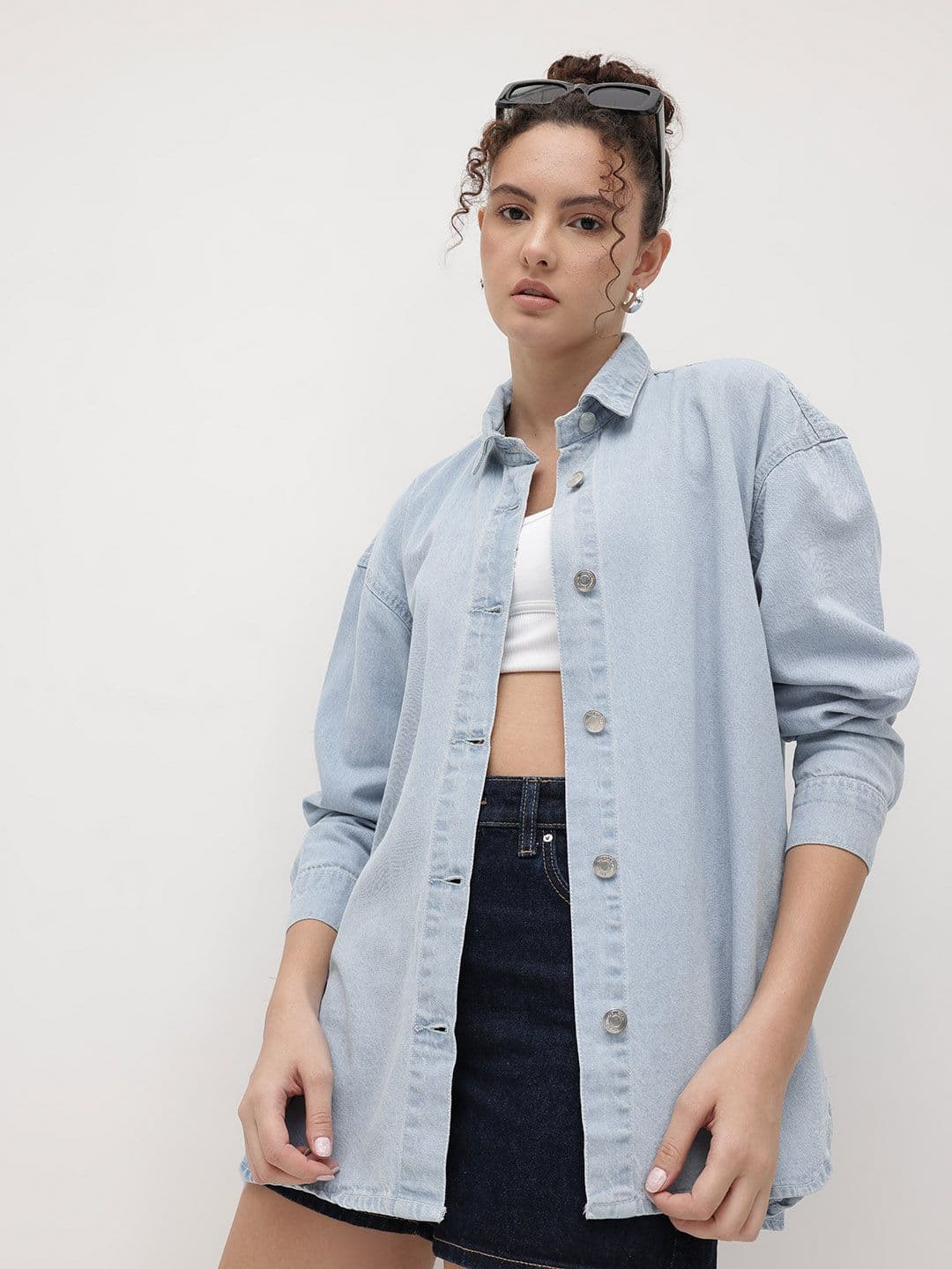 The Roadster Life Co. Drop Shoulder Spread Collar Denim Jacket - view 1