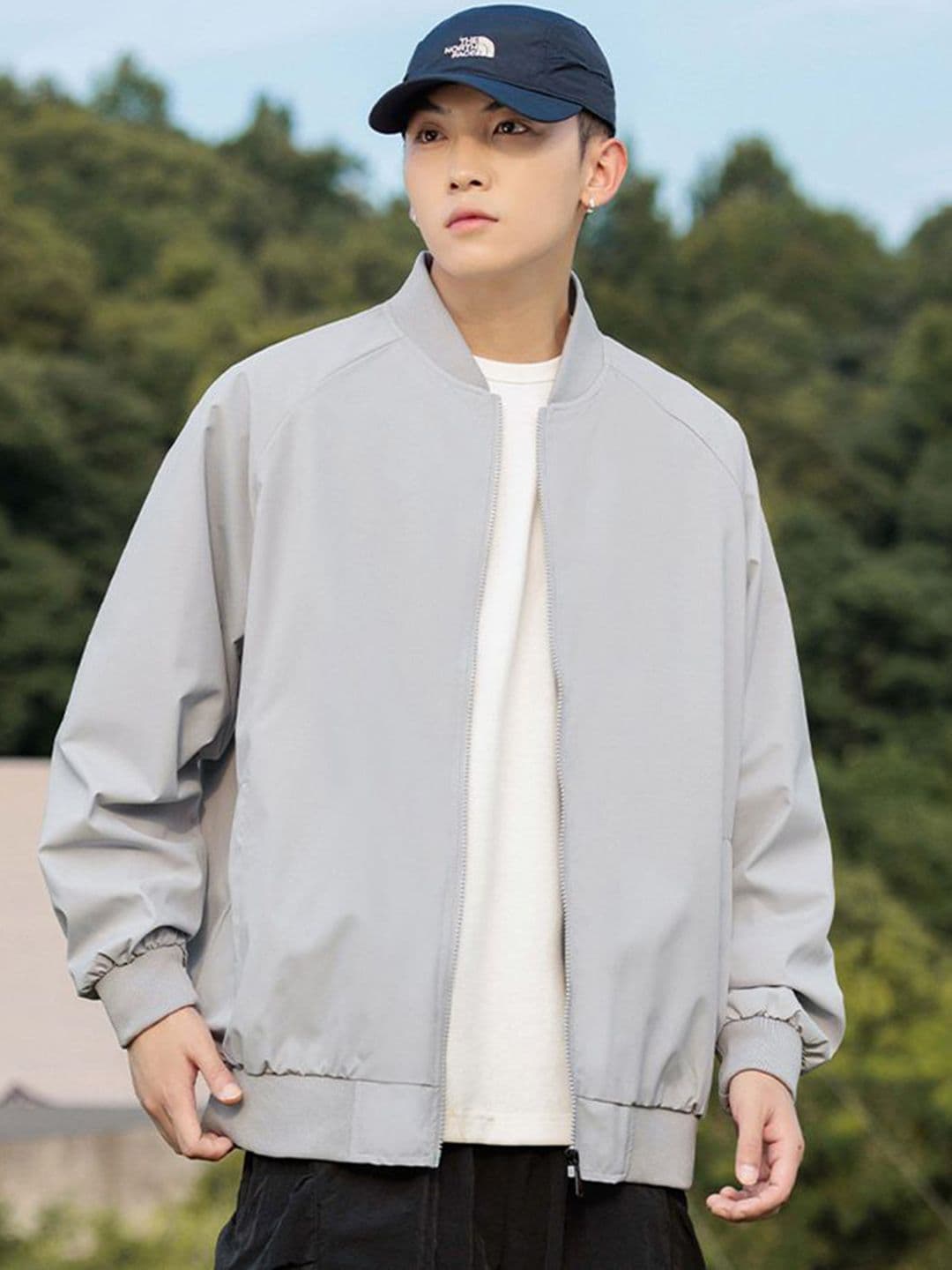 StyleCast x Revolte Men Mock Collar Solid Windcheater Tailored Jacket - view 1