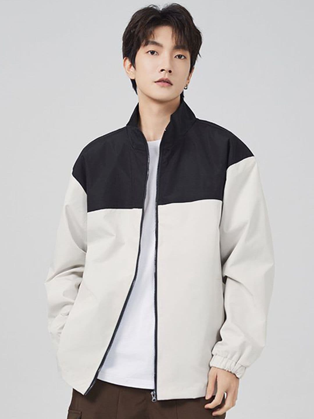 StyleCast x Revolte Men Stand Collar Colourblocked Windcheater Tailored Jacket - view 1