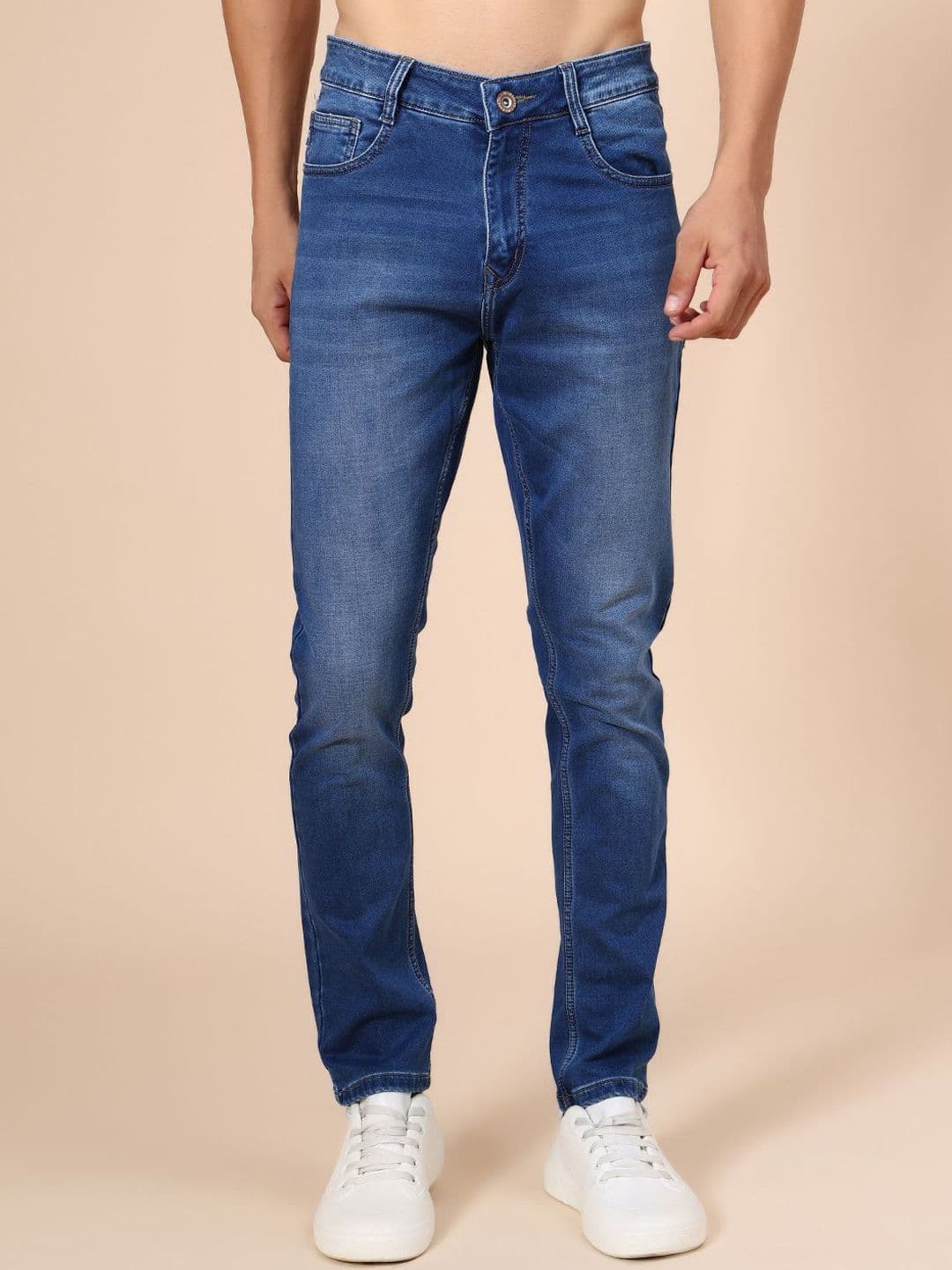 V-Mart Men Regular Fit Mid-Rise Light Fade Stretchable Jeans - view 1