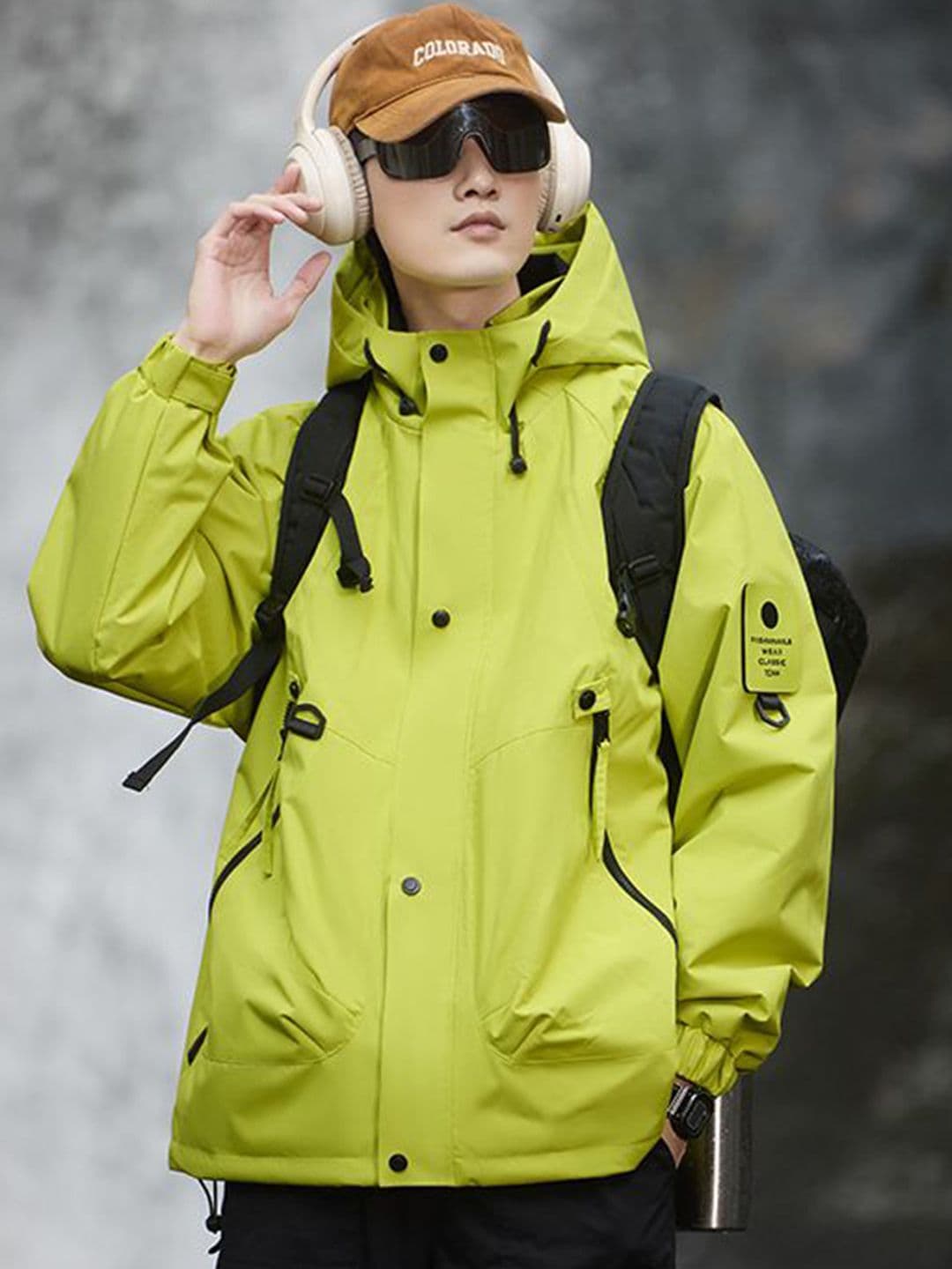StyleCast x Revolte Men Hooded Solid Windcheater Tailored Jacket - view 1