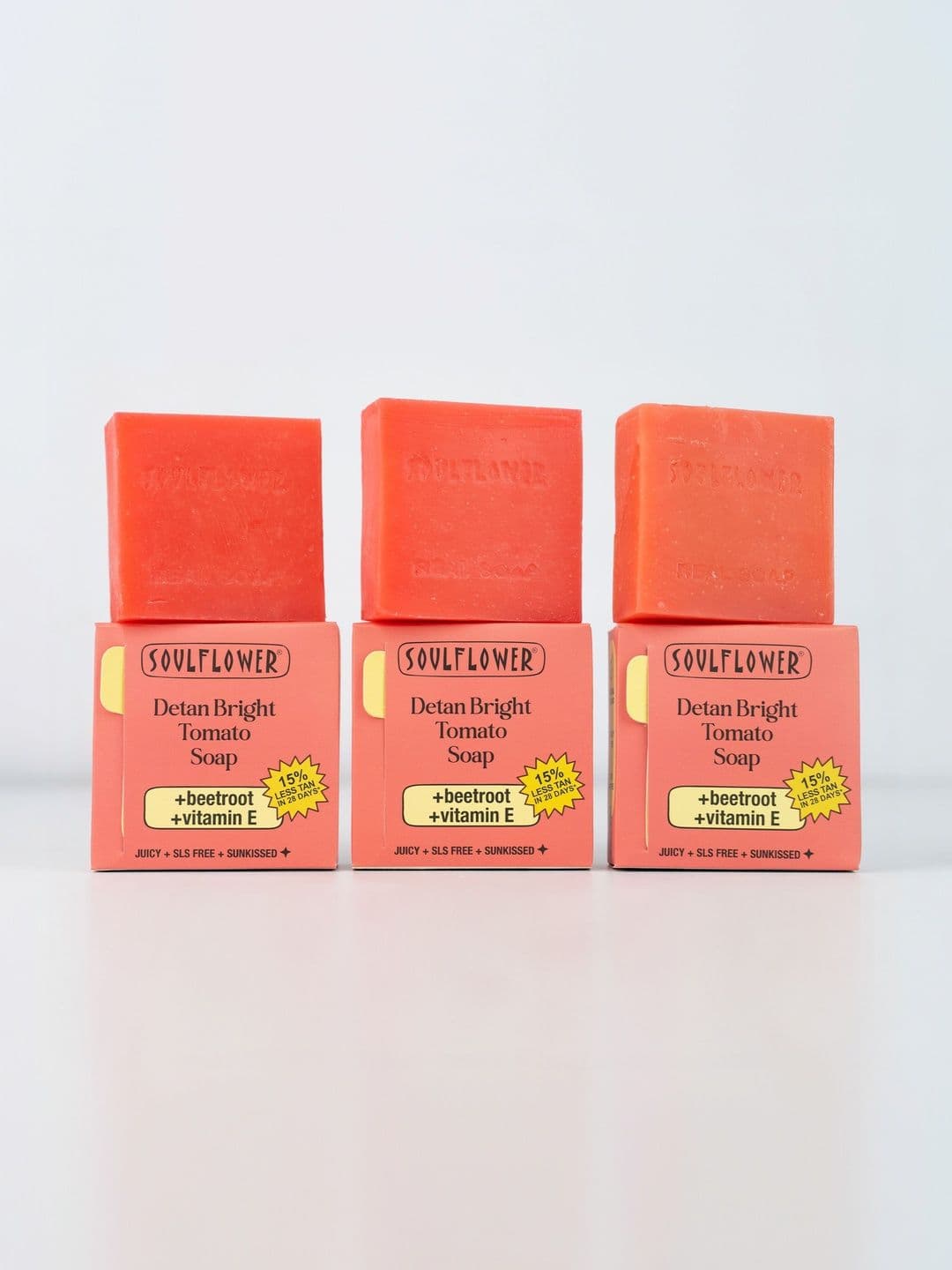 Soulflower Set Of 3 D-tan Bright Tomato Soap- 100 g Each - view 1